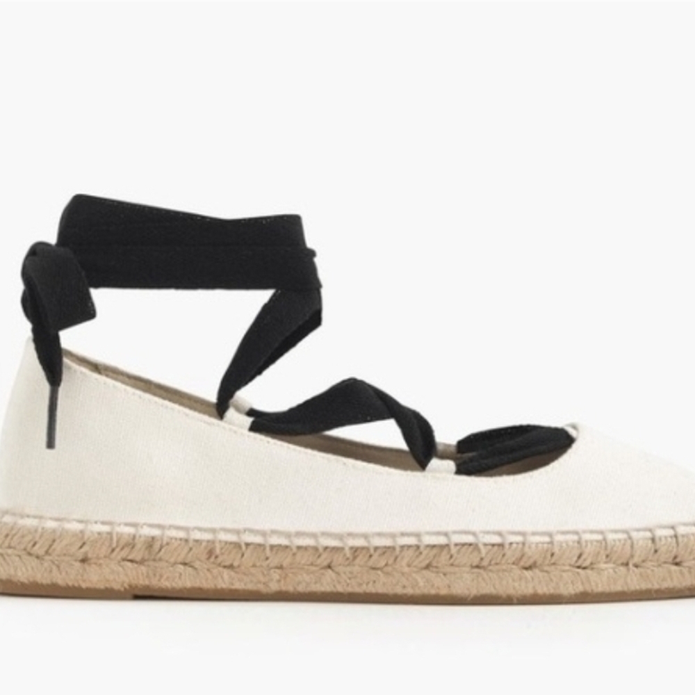 J. Crew Black and Cream Espadrille Flats